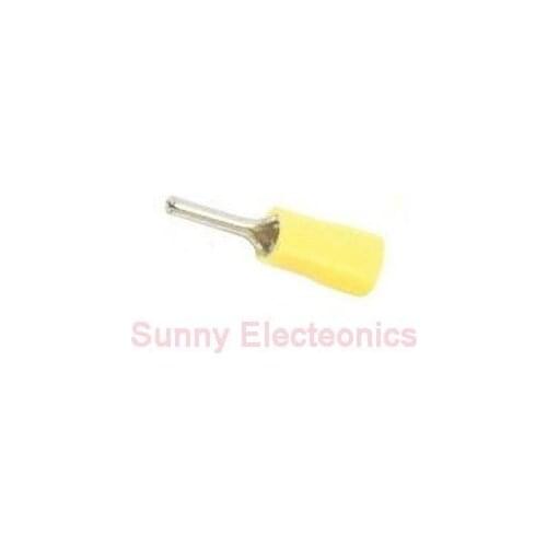 Wholesale 500 PCS. 12-10 GA. YELLOW VINYL INSULATED PIN TERMINAL WIRE CRIMP CONNECTORS