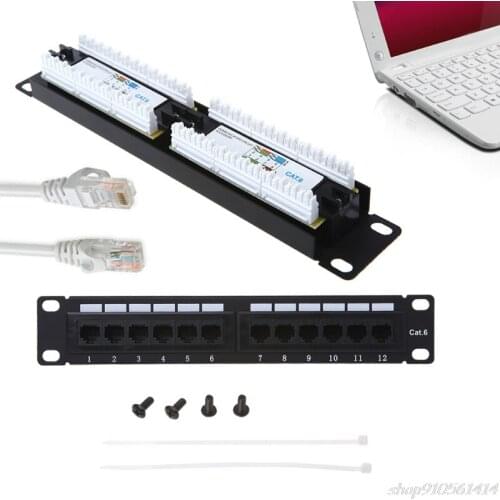 Cat6 12 Port RJ45 Patch Panel UTP LAN Network Adapter Cable Connector O14-20 Dropship