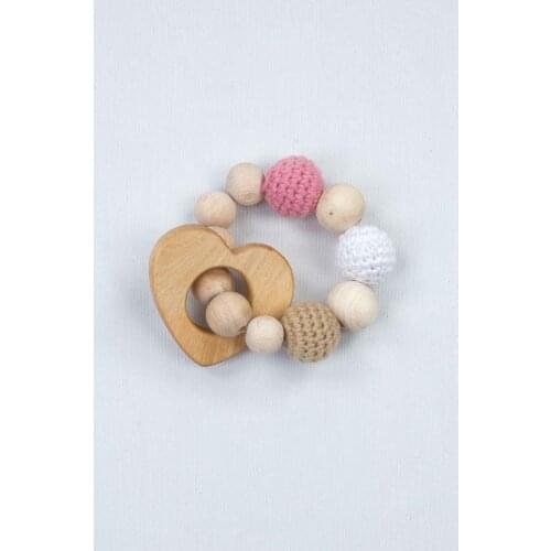 Natural Wooden Hand-Knitted Amigurumi Baby Teether Game Ring