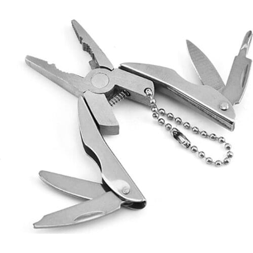 Portable Multifunction Folding Plier,Stainless Steel Foldaway Knife Keychain Screwdriver,Camping Survival EDC Tools Travel Kits