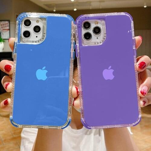 Shockproof Dual Layer Solid Candy Color Case for iPhone 11 12 Pro 12Mini iPhone11 7 8 Plus SE 2020 XR XS Max X Phone Shell Cover