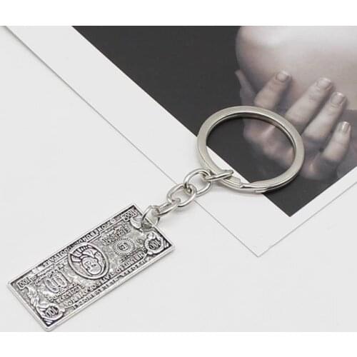 Retro pop personality jewelry money 100 dollars US dollar currency modeling alternative creative spoof keychain