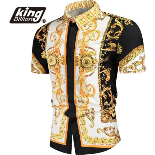 Luxury Royal Shirt Men Casual Slim Fit Short Sleeve Men Paisley Print Shirt Camisa Social Masculina Manga Longa Prom Party Shirt