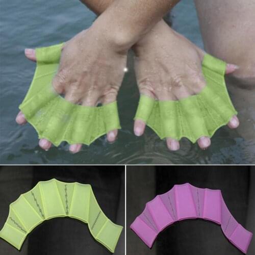 HOT SALES！！！New Arrival 1 Pair Children Adult Silicone Hand Paddle Flippers Swimming Webbed Gloves Dive