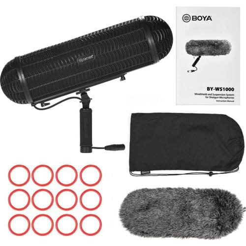 BOYA BY-WS1000 Windshield and Suspension System with XLR Male and Female Inputs & 3 Shockmount for XLR Input Shotgun Microphones