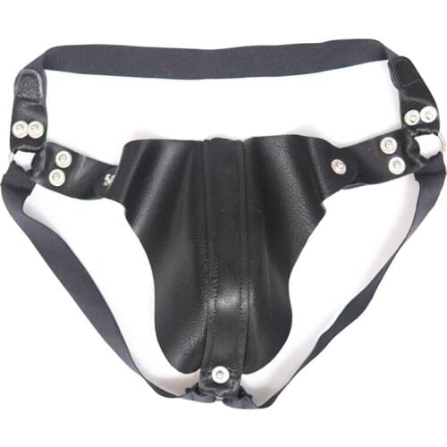 Men U Convex Pouch T-Back G-String PU Faux Leather Bandage Cockring Thong Bulge Breathability Strange Clothes Gay Sexy Underwear