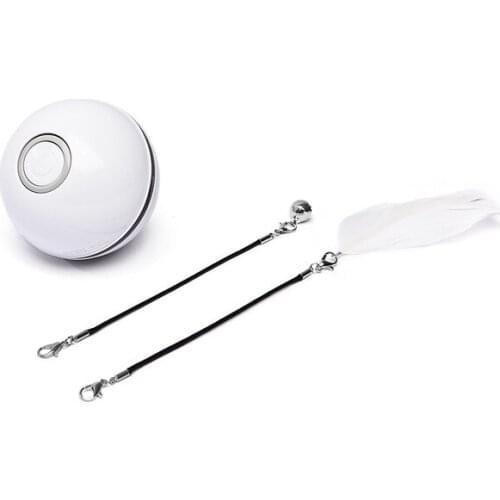 Smart Interactive Cat Toy Colorful LED Self Rotating Ball With Catnip Bell and Feather Toys USB Rechargeable Cat Kitten Ball Toy