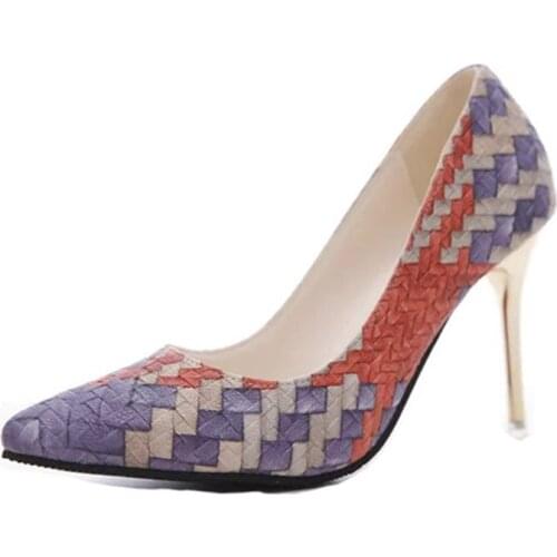 2019 Spring New Sexy Pumps High Heels Multicolor Fashion Shallow Mouth Low Shoes Pointed Female Shoes Stiletto Work Shoes T2-30