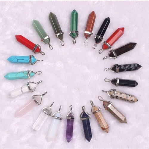1Pcs Couple Ornament Pendant Hexagonal Column Jewelry Accessories Quartz Natural Crystal Fashion Decoration Gift Favors