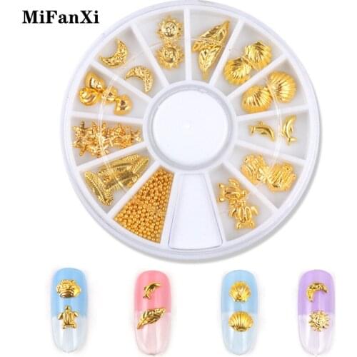 12 Grids/Box Nail Art Metal Rivet Studs Decoration Flower Leaf Shell Line Nail DIY Jewelry Manicure Ornament Accessories