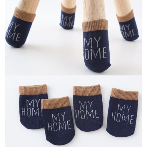 4Pcs/set Have Fun Table Foot Socks Chair Leg Covers Floor Protectors Non-Slip Knitting Cartoon Kitty Socks for Furniture