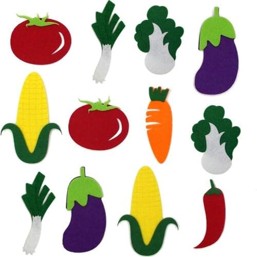 5pcs Vegetables Craft Felt Appliques DIY Felt Pad Cutting Felts Accessories For Kids Handmade Supplies Kindergarten Wall Sticker
