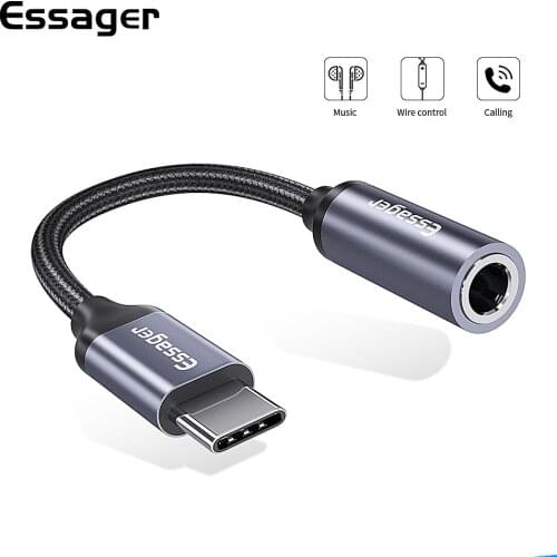 Essager USB Type-C to 3.5 mm Jack Female Adapter For Headphone Headset Type C to 3.5mm Aux Audio Cable For Xiaomi Samsung Huawei