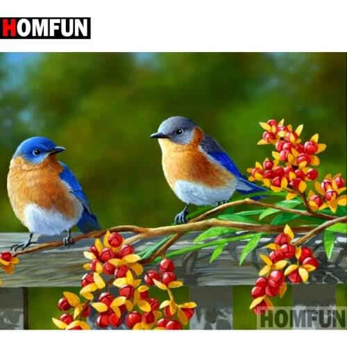 HOMFUN Full Square/Round Drill 5D DIY Diamond Painting "Birds and flowers" 3D Embroidery Cross Stitch 5D Home Decor A13544