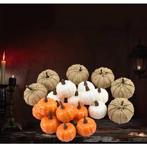 Bulk Assorted Rustic Harvest Mini Fake Artificial Pumpkins for Vegetables Halloween Thanksgiving Kitchen Decor Embellishing