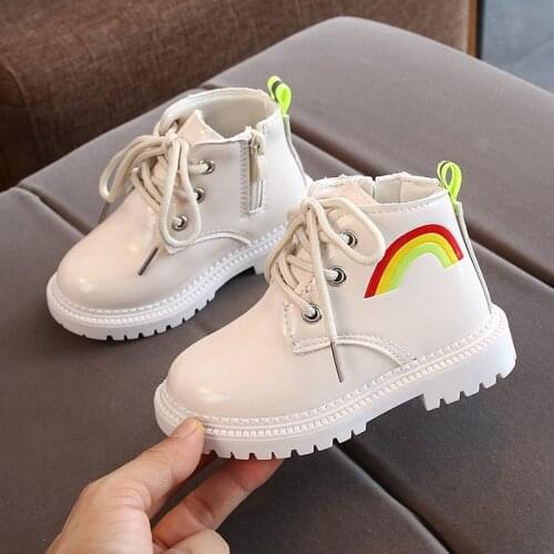 New Kids Boots Autumn/Winter Boys Girls Boots Leather Martin Boots Fashion Waterproof Non-Slip Warm Kids Shoes Size 21-30