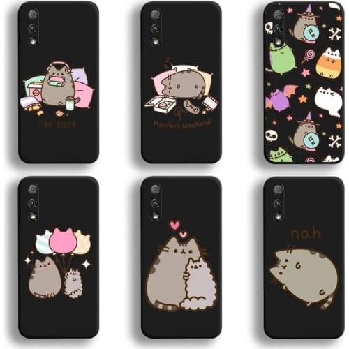 Cute Cartoon Cat Pusheens Phone Case For Huawei Honor 30 20 10 9 8 8x 8c v30 Lite view 7A pro