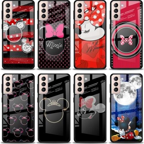 Disney Minnie Bow Tempered Glass Cover For Samsung Galaxy S21 Plus Ultra M21 M31 M51 A52 A72 Phone Case Coque