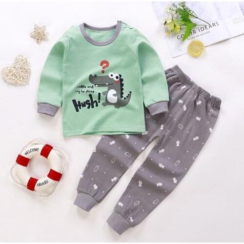 Kid Clothes 2021 Girls Autumn Outfits Toddler Boy Cotton Long Sleeve Pajama Suits Cartoon Winter Underwear Set For 0 To 4 Years