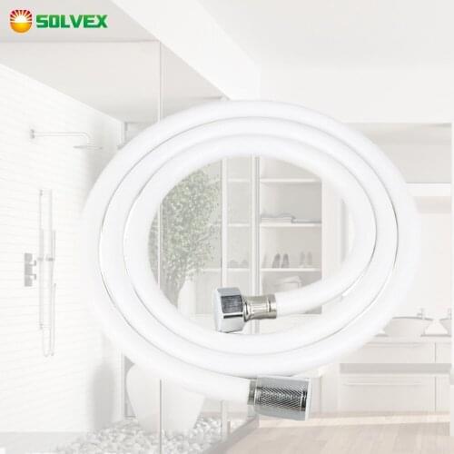 Solex White Tube 1.2M/1.5M/2M Flexible PVC Shower Hose Smooth Joint Head Water Pipe Bathroom