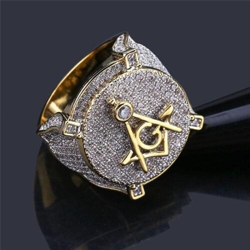 Hip Hop Rock Rings For Men Gifts High Quality Iced Out Round Micro Pave Zircon Mens Rings