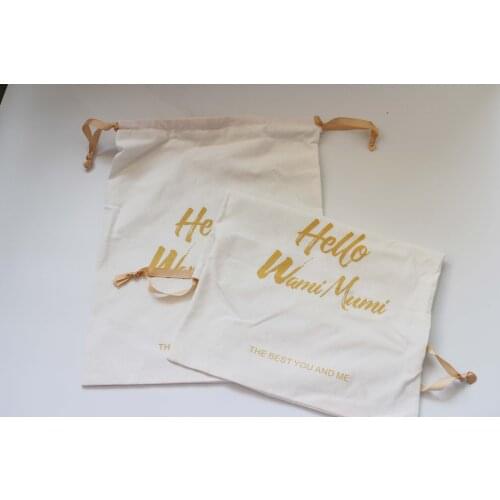 Big Cotton Bag With Ribbon Customized Personal Logo Customize Any Size Custom Jewelry Drawstring Bag