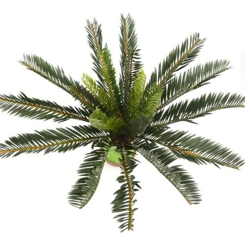 Artificial Palm Tree Green Leaf Plants Plastic Potted Bonsai Branches Leaves Garden For Home Wedding Table Ornaments Decoration