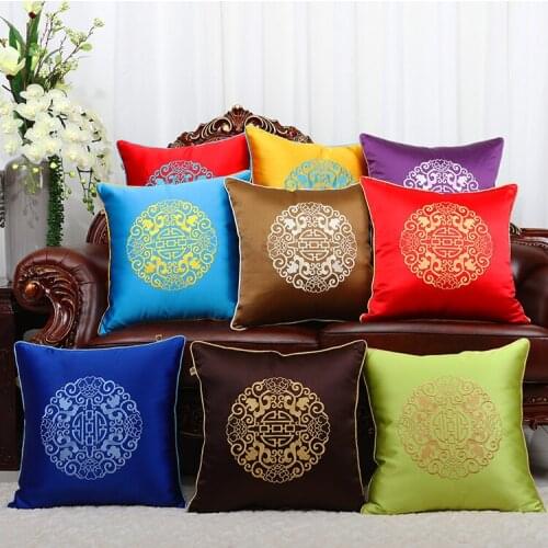 Chinese Blending solid color embroidery handmade classic luxury cushion multicolor