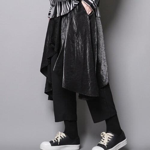 Dark and dark yamamoto-style design of androgynous matching fake two-piece culottes jeggings jeggings hip pants