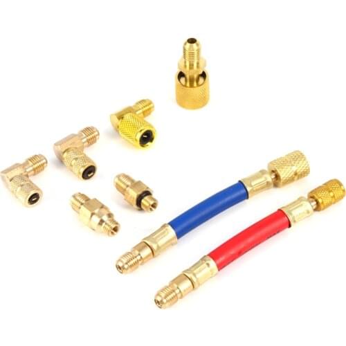 Car A/C Air Conditioner Refrigeration Converting Adapter Connector Hose Set Kit R134A R12 Car Accessories