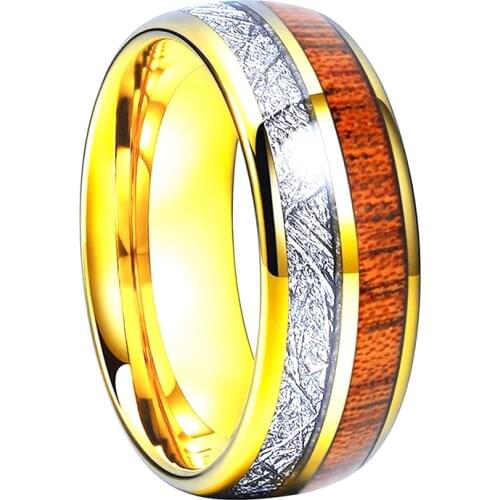 Popular 8mm Tungsten Carbide Steel noble gold silver wire wood grain ring. The charm of men. Fashion trend engagement accessorie