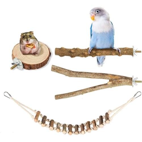 Bird Swing Platform Ladder Bird Supplies Bird Natural Perches Parrot Perch Stand Set Bird Cage Accessories Pet Bird Parrot Toys