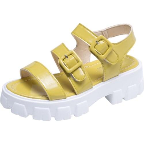 2021 Women Sandals 5.5cm Heel Fashion Shoes Summer Women Sandals Fashion Sandals Non-slip Buckle Basic Casual