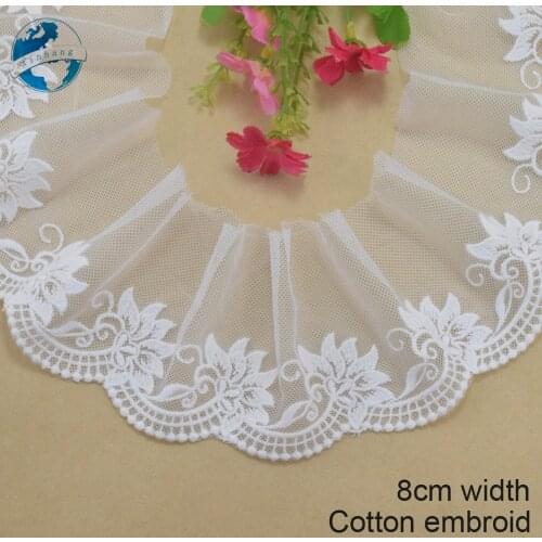 8cm width white lace cotton embroidery lace french lace ribbon fabric guipure diy trims warp knitting sewing Accessories#3046