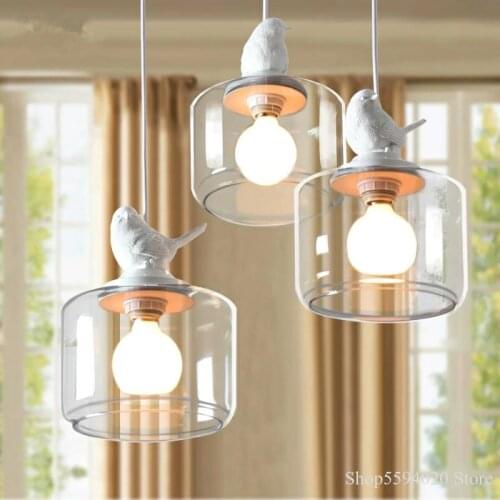 Modern Glass Bird Pendant Lamp Children Home Pendant Lamp Luminaire Design Hanglamp Light Suspension Kids Room Chandeliers