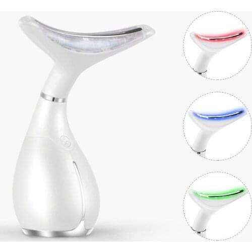 LED Photon Therapy Neck and Face Lifting Massager Vibration Skin Tighten Reduce Double Chin Anti-Wrinkle Remove Mechine