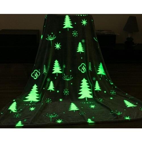 Luminous Blanket Soft Warm Flannel Glow In Dark Christmas Tree Gift Small Throw For Kids Cover Sofa Airplane Travel