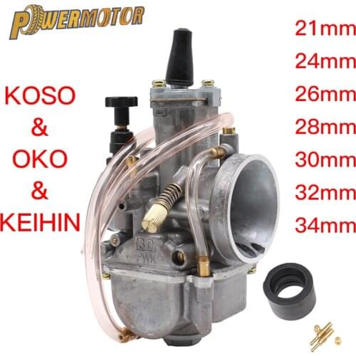 Universal Motorcycle 2T 4T Racing Carburetor With Power Jet Koso OKO Carburador 21 24 26 28 30 32 34mm 50CC-250CCPit Bike
