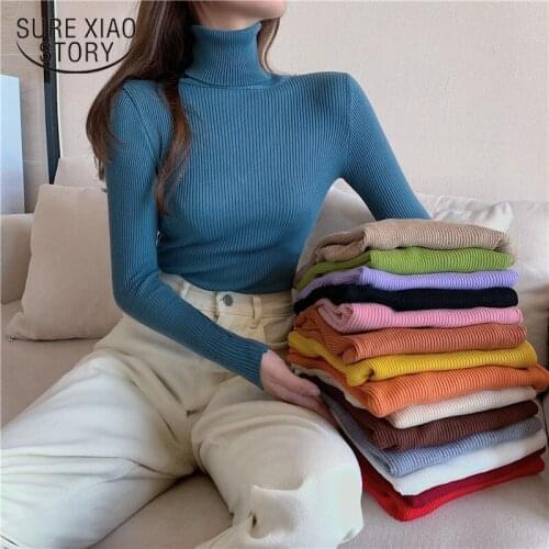 Vintage Pullovers Turtleneck Autumn Winter Long Sleeve Sweater Women 15 Colors Slim Sweater Female Jumper Knitwear New 10978