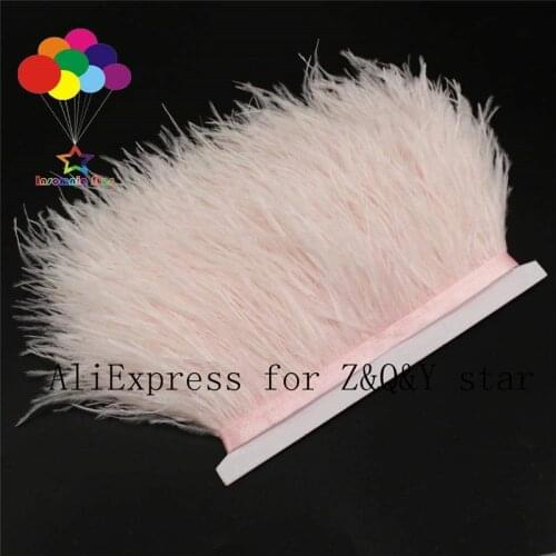 Z&Q&Y natural beautiful ostrich hair dyed into pale pink made into cloth edge DIY decorative clothing ornament crafts feather
