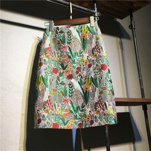 2021 Multicolor Allover Floral Pencil Skirt Women Spring High Waist Slim Fitted Knee Length Office Ladies Elegant Skirts