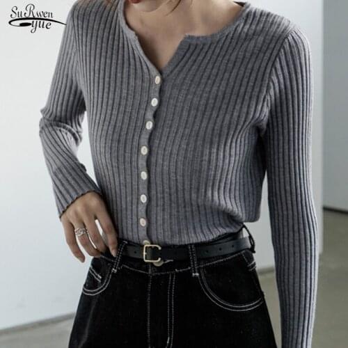 Autumn and Winter Vintage Knit Cardigan Short Coat Fashion Sweater Women V-neck Sweater Long Sleeve Sweaters Pull Femme 16464