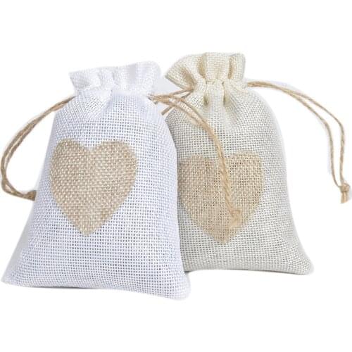 100pc/lot 10*14Cm Linen Jute Drawstring Gift Bags Sacks Party Favors Packaging Bag Wedding Candy Gift Bags Party Supplies
