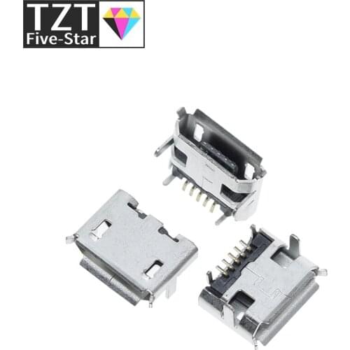 100pcs Micro USB 5pin no side Ox horn female usb socket Flat mouth four legs socket mini usb connector Free shipping