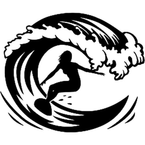 14.4CM*11.9CM Fashion Surfboard Extreme Sports Decal Vinyl Car Sticker Silhouette Black/Silver S9-1001