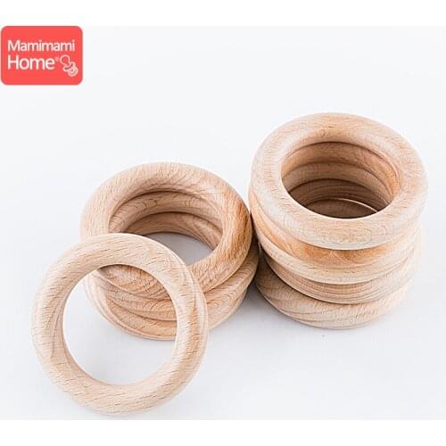 Mamihome 20pc 40mm-70mm Beech Wooden Ring Baby Teether Baby Gym Ring BPA Free Wooden Blank DIY Nursing Bracelet ChildrenS Goods