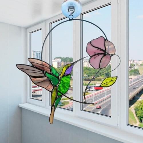 2021 Gifts Window Panel Hanging Pendant Ornaments For Wall Multicolor On Acrylic Decorations Birds Wire Suncatcher Stained S9T0