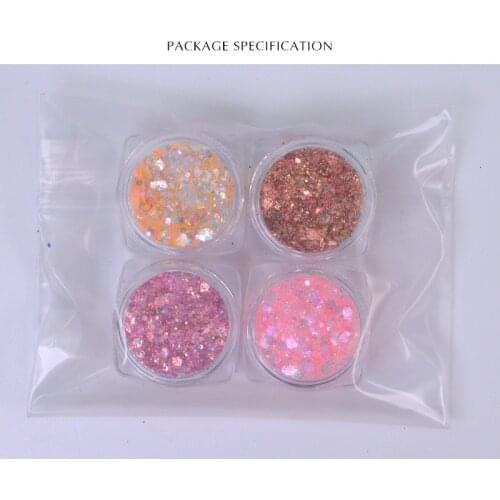 4bottle/Set (3g*4)Hard Film Chunky Sequins Mix Size Flakes Nail Shinning Glitter Sequins Decorations