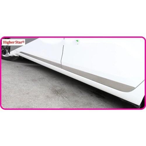 Higher star stailness steel 4pcs car door body decoration bar protection scuff strip with logo for Toyota Corolla 2014-2018