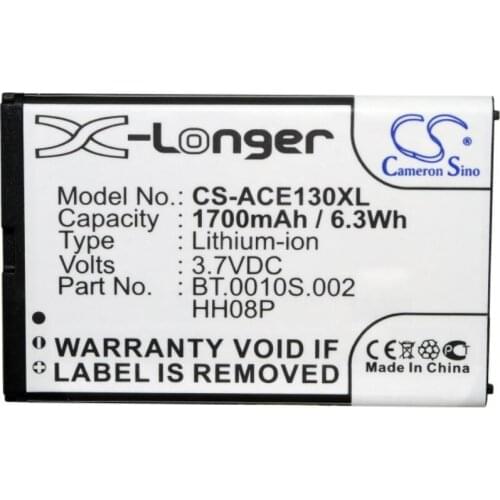 Cameron Sino 1700mah battery for ACER Acer beTouch E130 B E140 BT.0010S.002 HH08P batteries